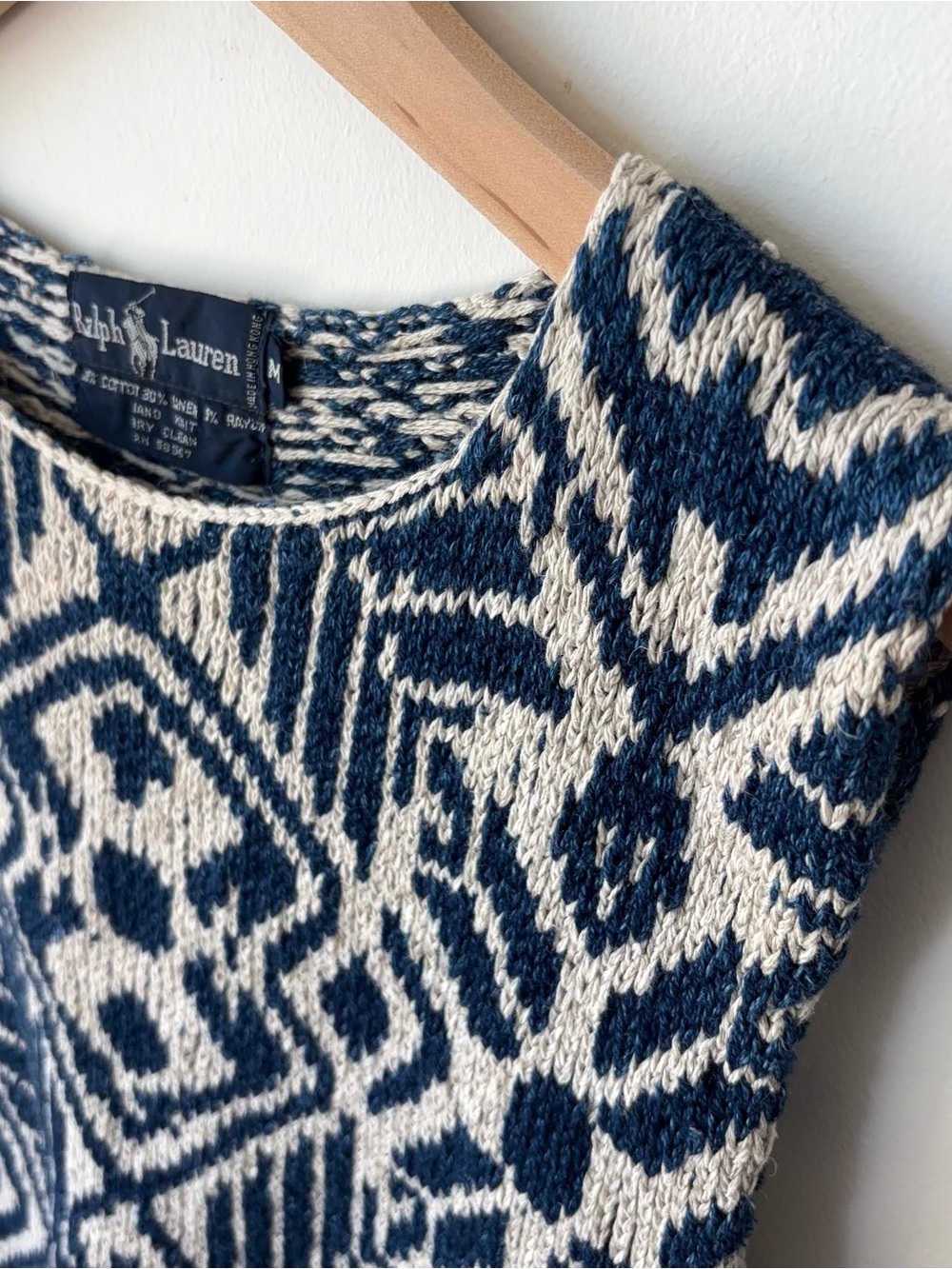 Vintage Ralph Lauren Blue Label Sweater Vest Size M Hand Knit Cotton Linen - Picture 6 of 12